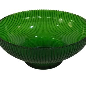 Vintage Hoosier Glass 4054 Emerald Green Ribbed Candy Dish Flower Bowl Vase